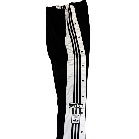 Adidas Snap Track Pants Black White 3 Stripe Tearaway Joggers Womens XS Retro - Picture 3 of 10